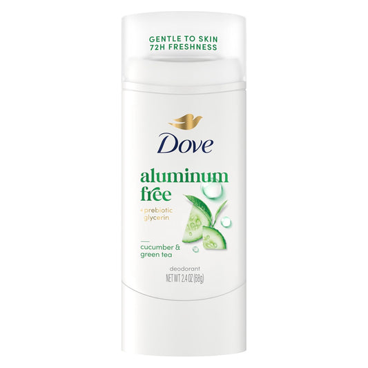 Aluminum-free deodorant stick with cucumber and green tea, white container front view