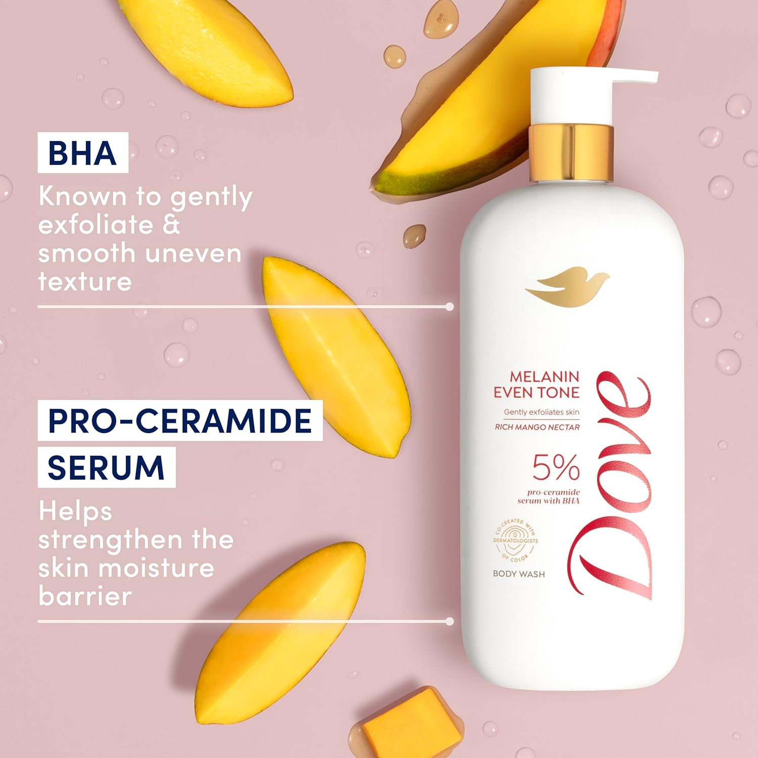 Dove Exfoliating Body Wash Melanin Even Tone Promotes Even Skin Tone 5% pro-ceramide serum with BHA 18.5 oz - Renee Lane Company