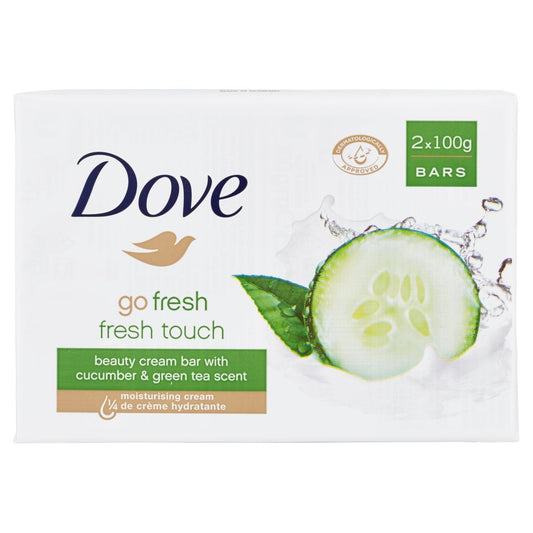 Dove beauty cream bar soap pack with cucumber & green tea scent, 2x100g bars