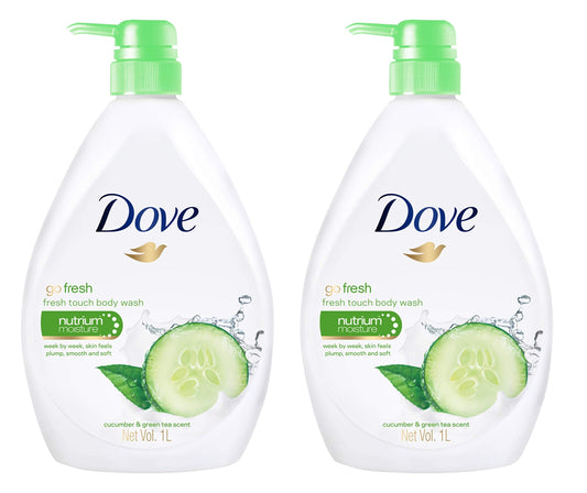 Dove Go Fresh Nourishing Body Wash Cucumber and Green - 33.8 Fl Oz / 1L x 2 Pack - Renee Lane Company