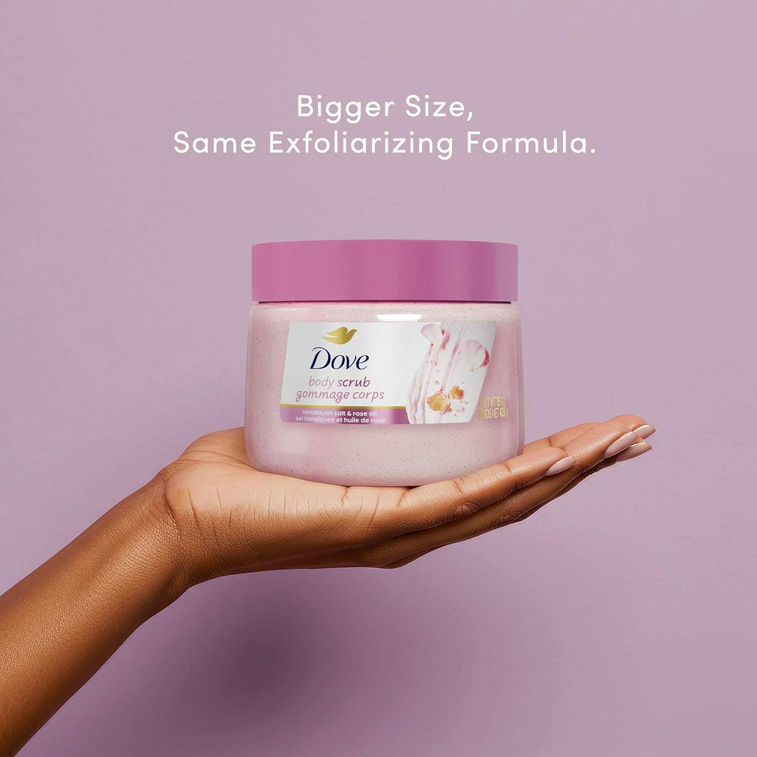 Dove Himalayan Salt & Rose Oil Body Scrub Exfoliates and Deeply Nourishes for Smooth, Radiant Skin 15 oz - Renee Lane Company
