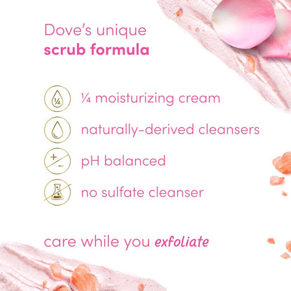 Dove Himalayan Salt & Rose Oil Body Scrub Exfoliates and Deeply Nourishes for Smooth, Radiant Skin 15 oz - Renee Lane Company