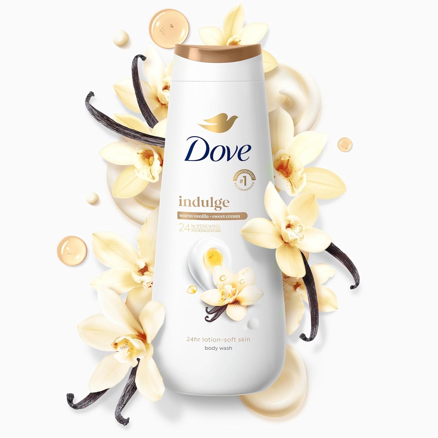 Dove Indulge Body Wash Warm Vanilla + Sweet Cream for Hydrated & Soft Skin 20 FO - Renee Lane Company