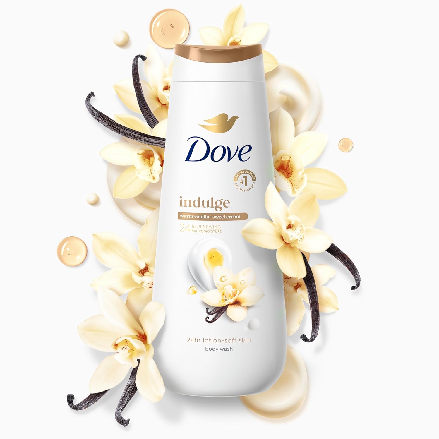 Dove Indulge Body Wash Warm Vanilla + Sweet Cream for Hydrated & Soft Skin 20 FO - Renee Lane Company