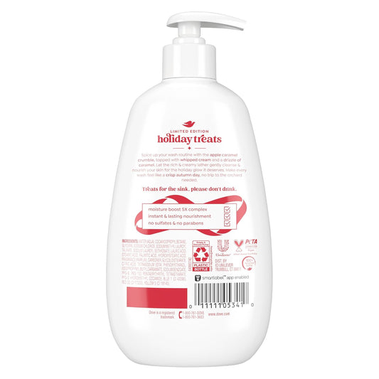 Liquid hand wash bottle with pump, back label and bar codes visible