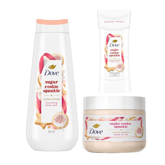 Sugar cookie sprinkle body care set with body wash and body scrub jars