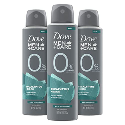 Dove Men+Care Deodorant Spray Aluminum Free Deodorant Eucalyptus and Birch Naturally Derived Plant Based Mens Deodorant Moisturizer 4 oz 3 Count - Renee Lane Company