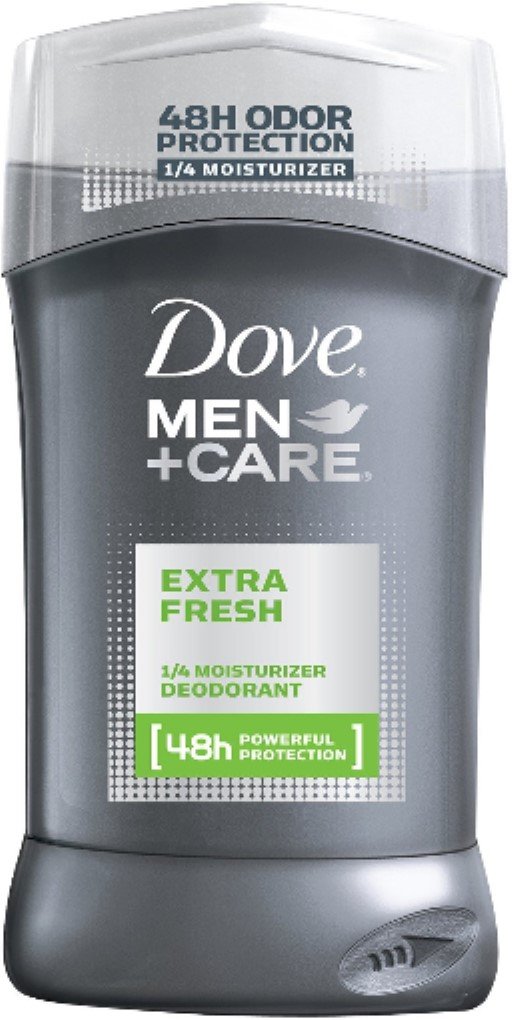 Dove Men+Care Extra Fresh deodorant stick, dark gray container with clear top
