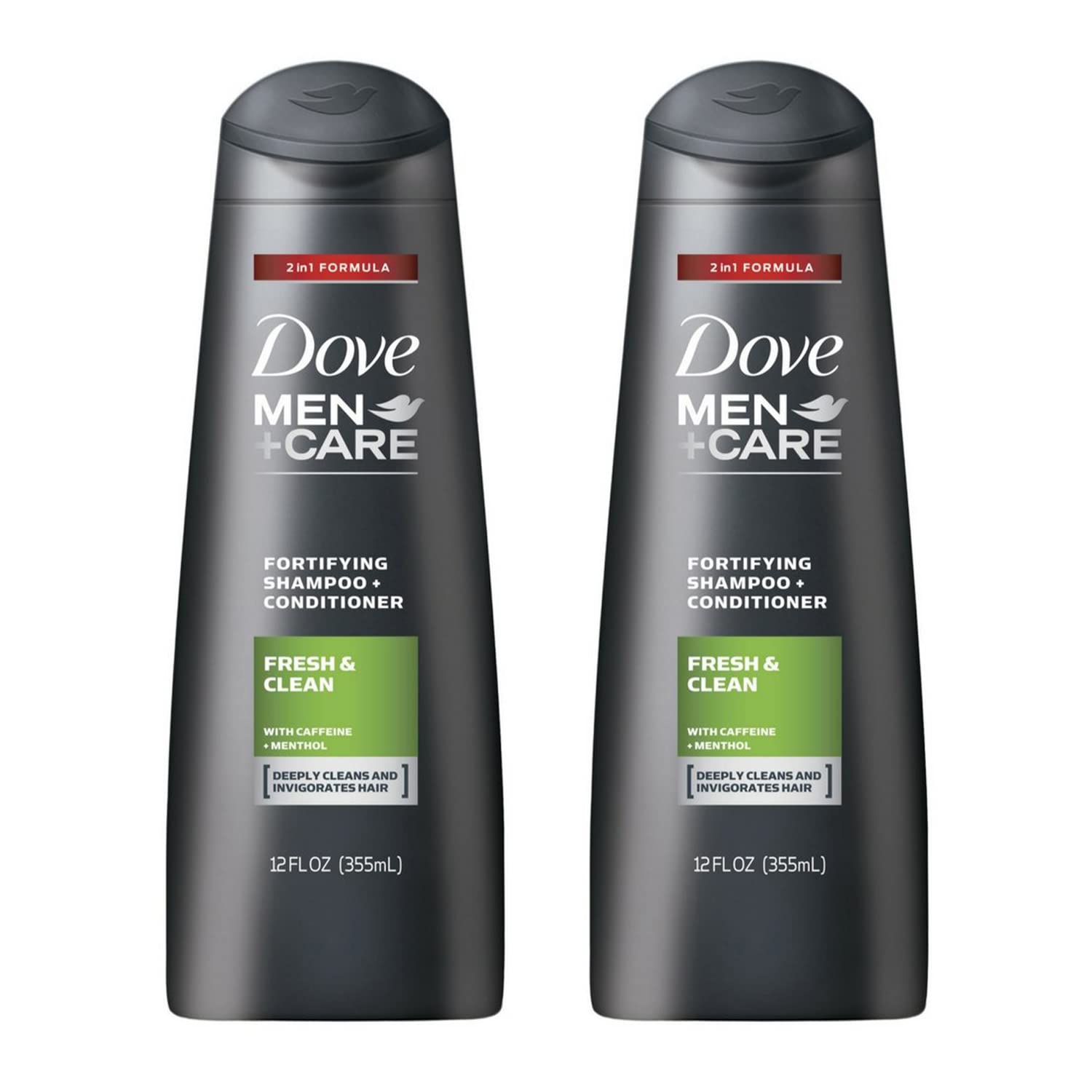 Dove Men+Care Fortifying 2 in 1 Shampoo and Conditioner Fresh and Clean for Normal to Oily Hair with Caffeine and Menthol to Help Strengthen & Nourish Hair 12 fl oz Pack of 2 - Renee Lane Company