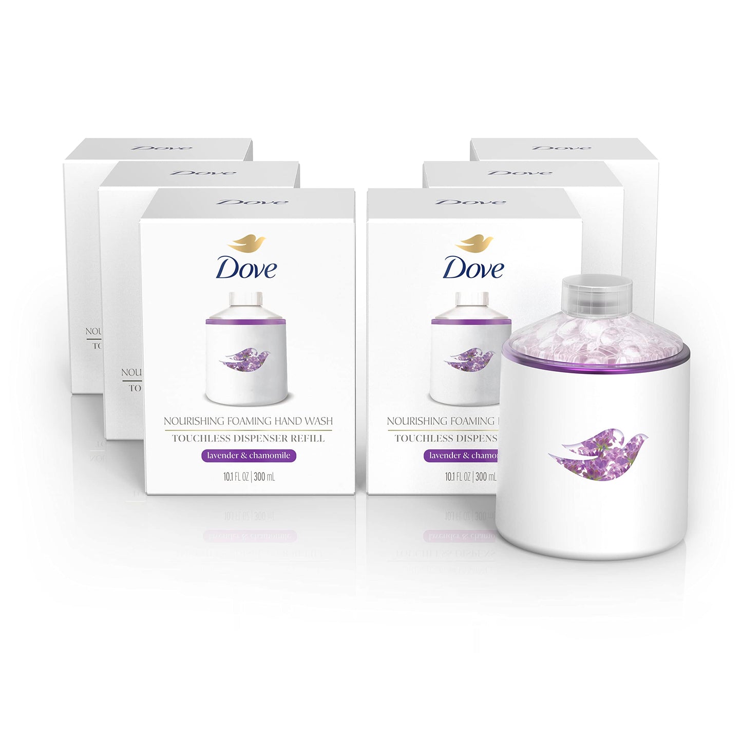Dove Nourishing Foaming Hand Wash Touchless Dispenser Refill Lavender and Chamomile Moisturizing Hand Wash for Lasting Nourishment 10.1 oz 6-pack - Renee Lane Company