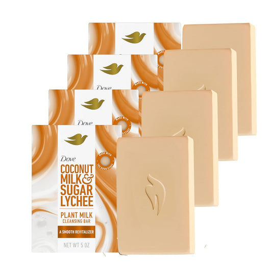Coconut Milk & Sugar Lychee plant milk cleansing bar soap, multiple bars in beige