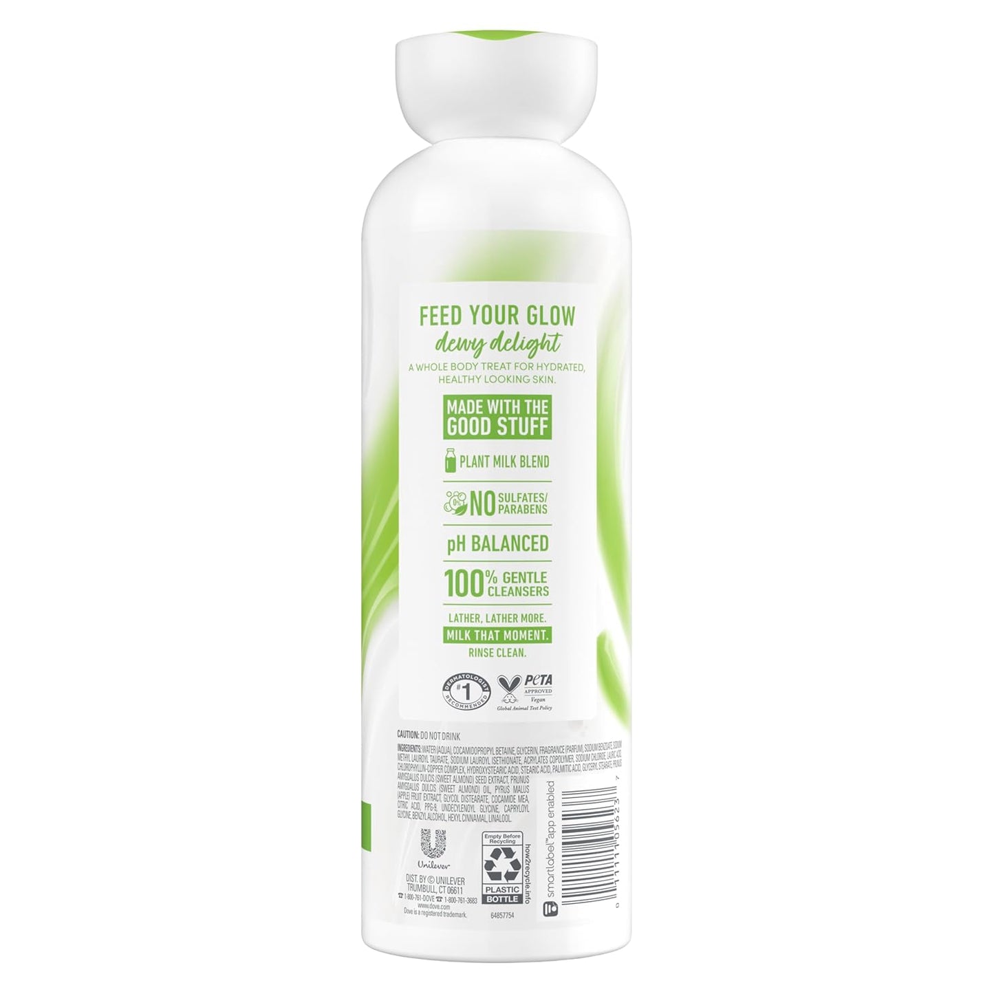Dove Plant Milk Cleansing Body Wash Almond Milk & Green Apple for Moisturized Skin Gentle Cleanser, No Sulfates or Parabens, pH balanced 17.5 fl oz - Renee Lane Company