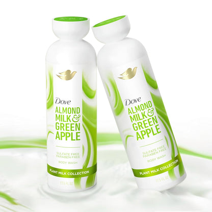 Dove Plant Milk Cleansing Body Wash Almond Milk & Green Apple for Moisturized Skin Gentle Cleanser, No Sulfates or Parabens, pH balanced 17.5 fl oz - Renee Lane Company
