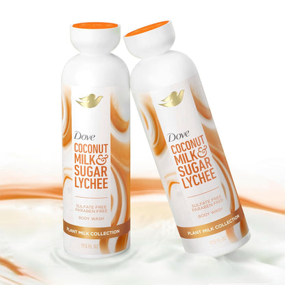 Dove Plant Milk Cleansing Body Wash Coconut & Lychee for Moisturized Skin Gentle Cleanser, No Sulfate Cleansers or Parabens, 98% Biodegradable 17.5 fl oz - Renee Lane Company