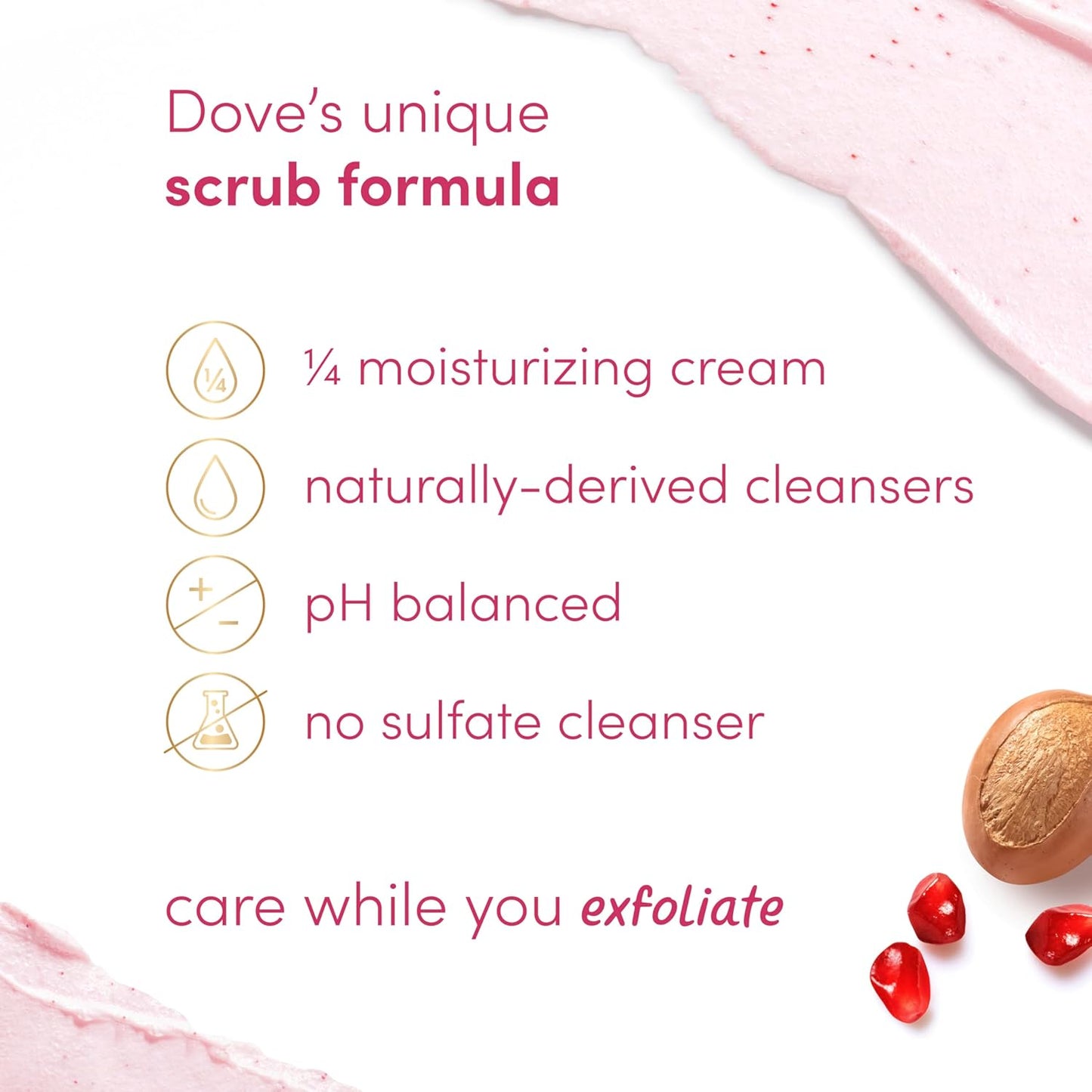 Dove Pomegranate & Shea Butter Body Scrub Exfoliates and Deeply Nourishes for Smooth, Radiant Skin 15 oz - Renee Lane Company