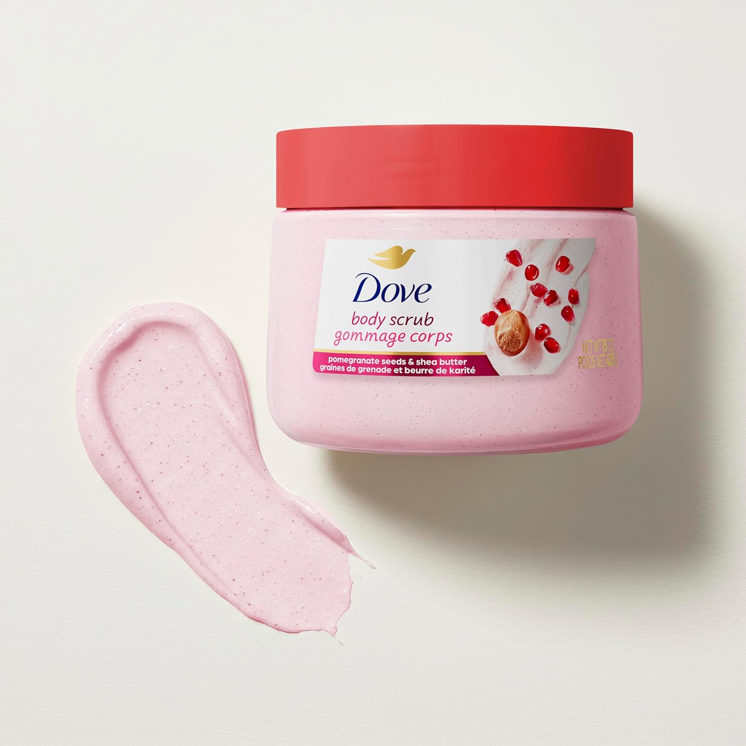 Dove Pomegranate & Shea Butter Body Scrub Exfoliates and Deeply Nourishes for Smooth, Radiant Skin 15 oz - Renee Lane Company