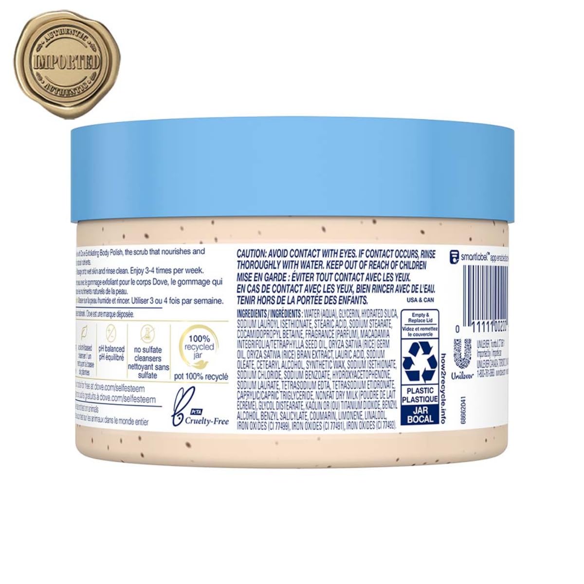 Dove Scrub Macadamia & Rice Milk Reveals Visibly Smoother Skin Body Scrub That Nourishes Skin 10.5 oz - Renee Lane Company