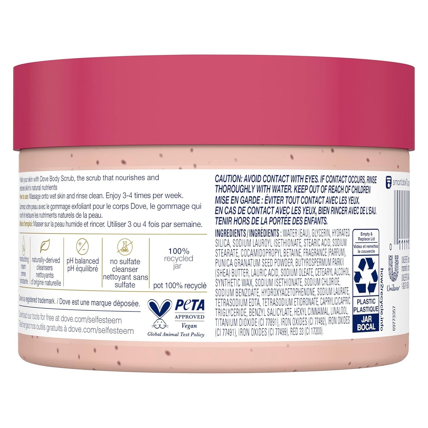 Dove Scrub Pomegranate & Shea Butter For Silky, Soft Skin Body Scrub Exfoliates and Provides Lasting Nourishment 10.5 oz - Renee Lane Company