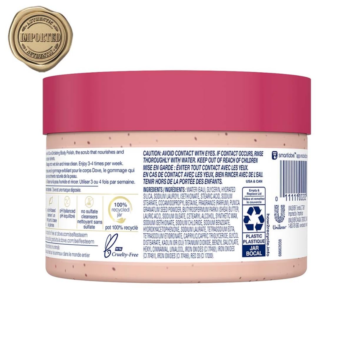 Dove Scrub Pomegranate & Shea Butter For Silky, Soft Skin Body Scrub Exfoliates and Provides Lasting Nourishment 10.5 oz - Renee Lane Company