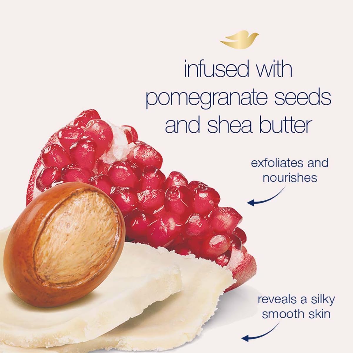 Dove Scrub Pomegranate & Shea Butter For Silky, Soft Skin Body Scrub Exfoliates and Provides Lasting Nourishment 10.5 oz - Renee Lane Company