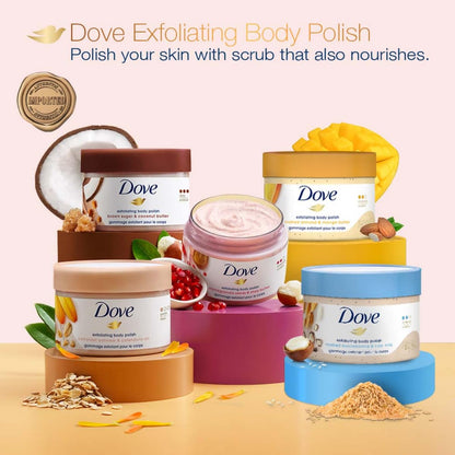 Dove Scrub Pomegranate & Shea Butter For Silky, Soft Skin Body Scrub Exfoliates and Provides Lasting Nourishment 10.5 oz - Renee Lane Company