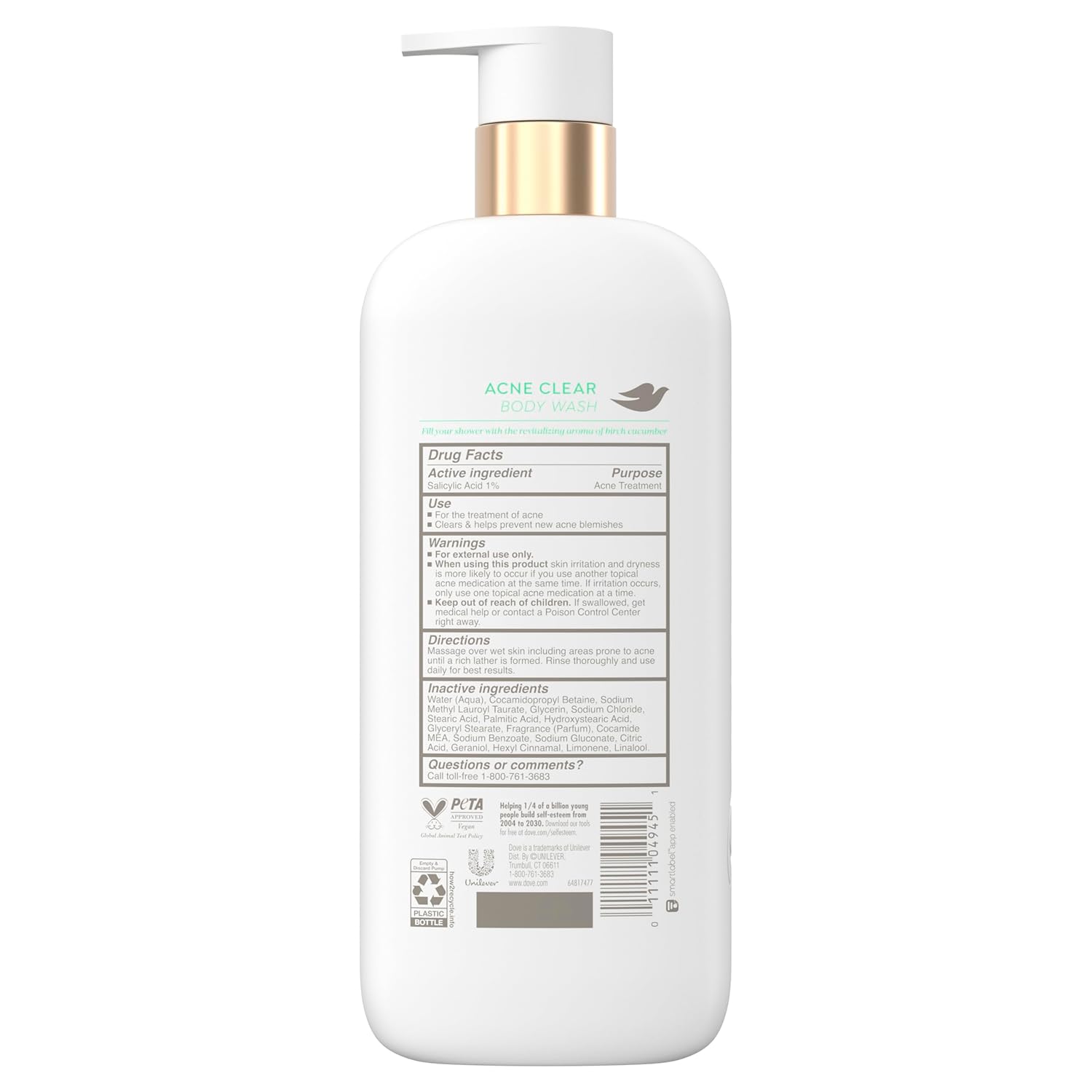 Dove Serum Body Wash Acne Clear for troubled skin with Salicylic Acid 18.5 Fl Oz - Renee Lane Company