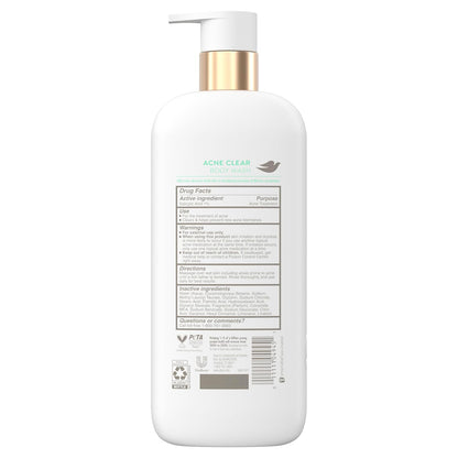 Dove Serum Body Wash Acne Clear for troubled skin with Salicylic Acid 18.5 Fl Oz - Renee Lane Company