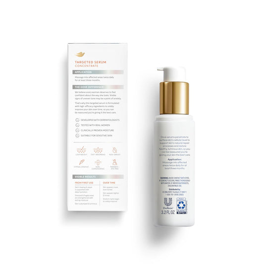 Dove Targeted Serum Multipurpose for Stretch Marks, Dark Spots, Uneven Skin Tone and Elasticity,with Tone Balance Complex, Niacinamide, Collagen Peptides and Natural Moisturizing Factors, 3.2 oz - Renee Lane Company