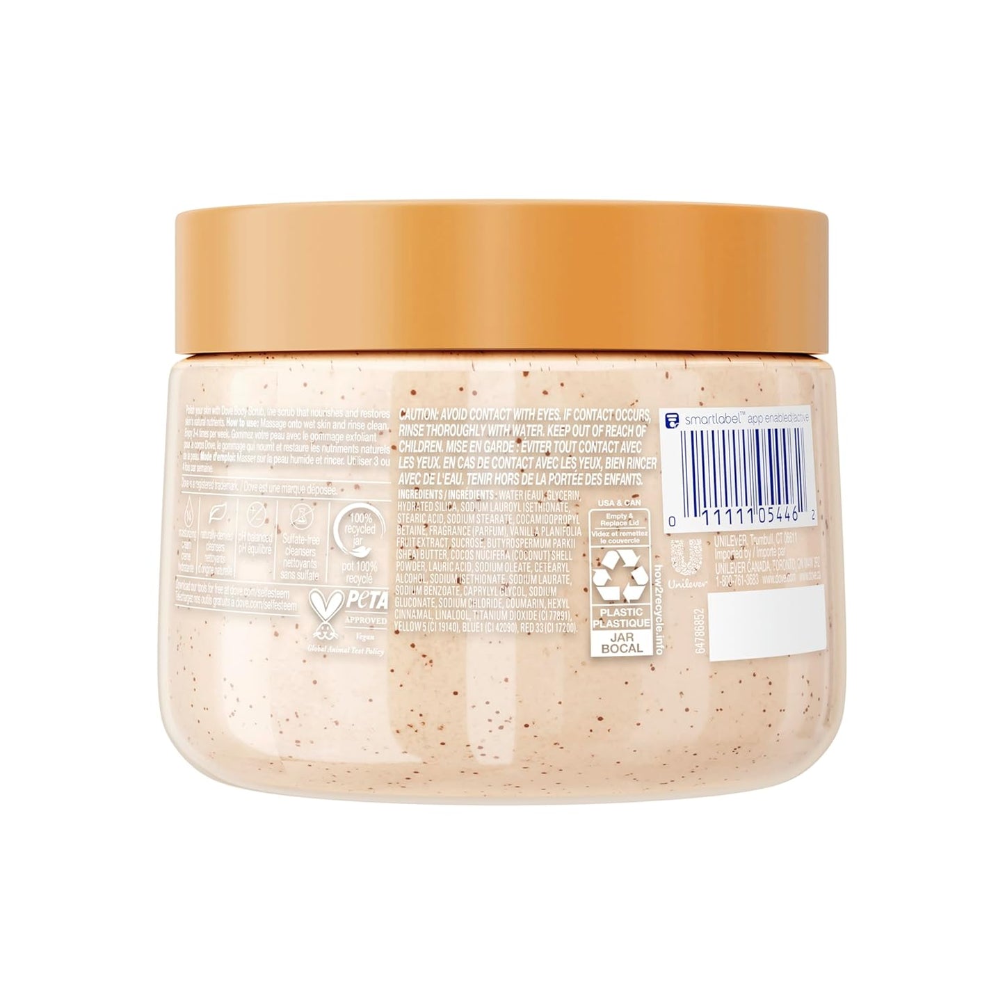 Dove Vanilla Sugar & Shea Butter Body Scrub Exfoliates and Deeply Nourishes for Smooth, Radiant Skin 15 oz - Renee Lane Company