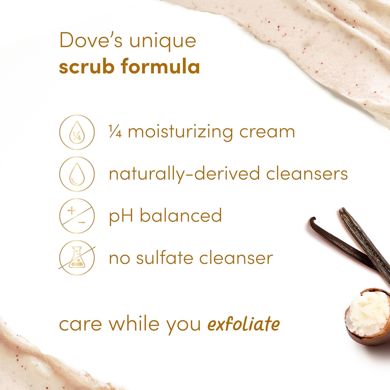 Dove Vanilla Sugar & Shea Butter Body Scrub Exfoliates and Deeply Nourishes for Smooth, Radiant Skin 15 oz - Renee Lane Company