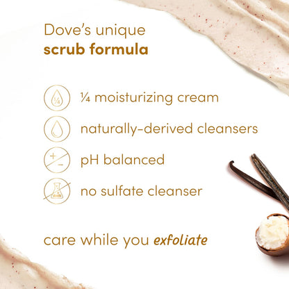 Dove Vanilla Sugar & Shea Butter Body Scrub Exfoliates and Deeply Nourishes for Smooth, Radiant Skin 15 oz - Renee Lane Company