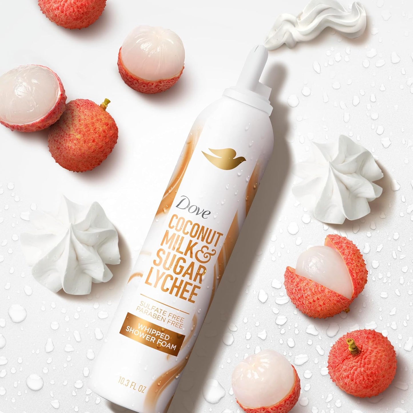 Dove Whipped Shower Foam Coconut & Lychee For Women for Hydrated & Soft Skin 10.3 OZ - Renee Lane Company