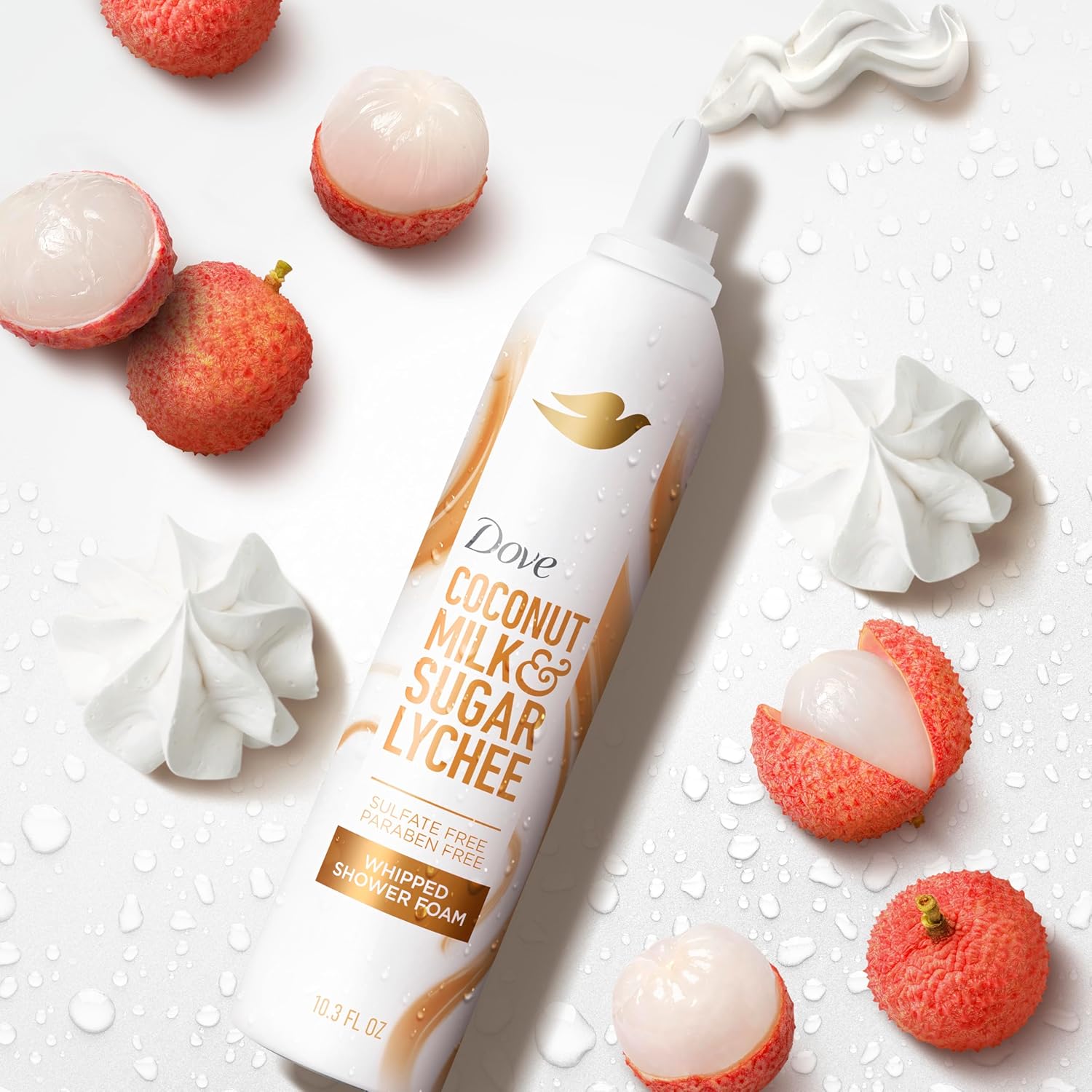Dove Whipped Shower Foam Coconut & Lychee For Women for Hydrated & Soft Skin 10.3 OZ - Renee Lane Company