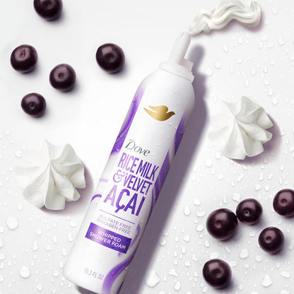 Dove Whipped Shower Foam for Women Rice Milk & Velvet Açaí for Hydrated & Soft Skin 10.3 FO - Renee Lane Company