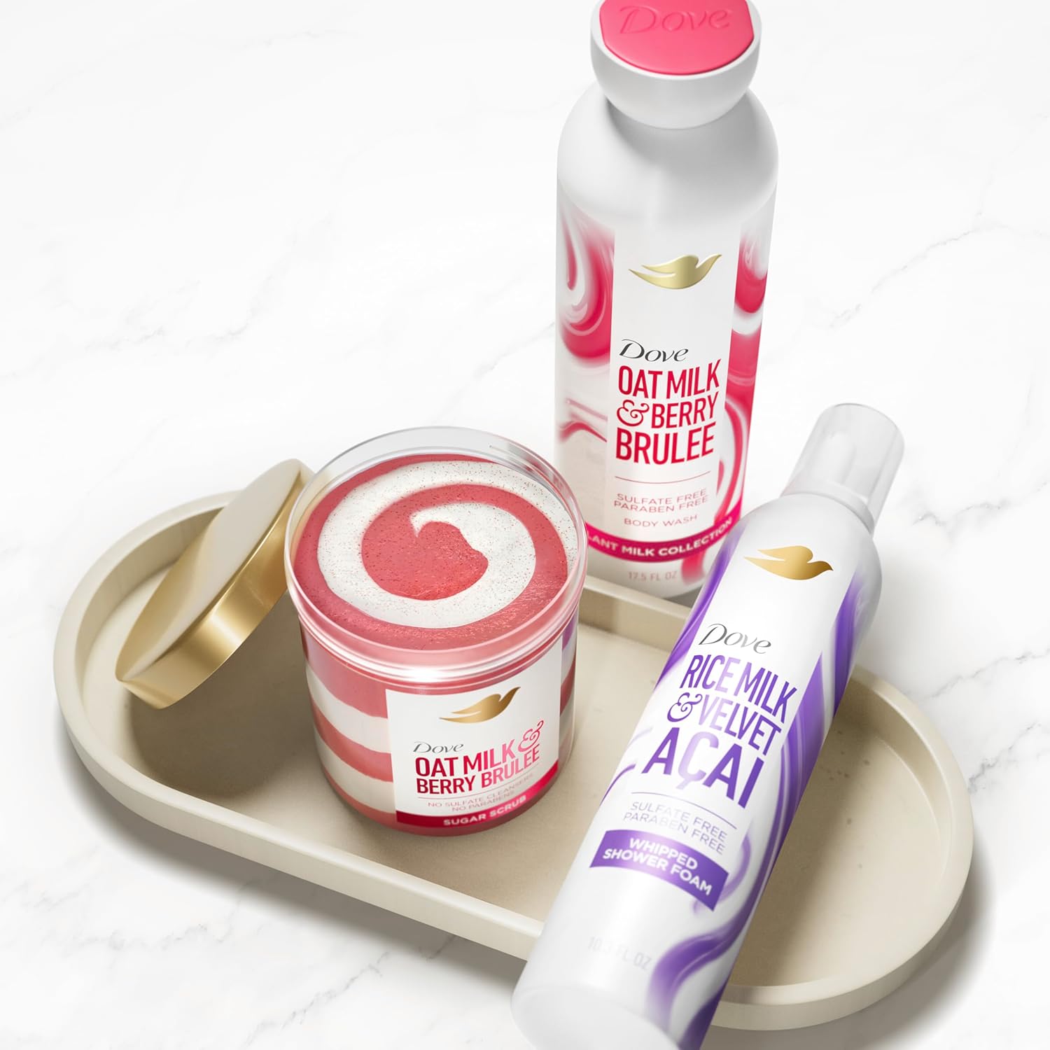 Dove Whipped Shower Foam for Women Rice Milk & Velvet Açaí for Hydrated & Soft Skin 10.3 FO - Renee Lane Company