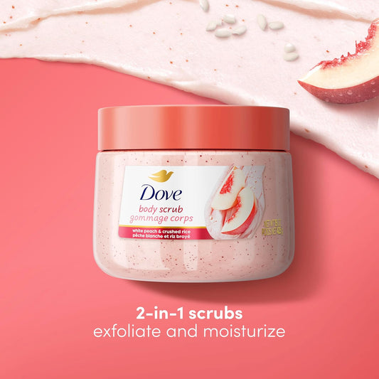 Body scrub jar with red lid and pale pink scrub texture