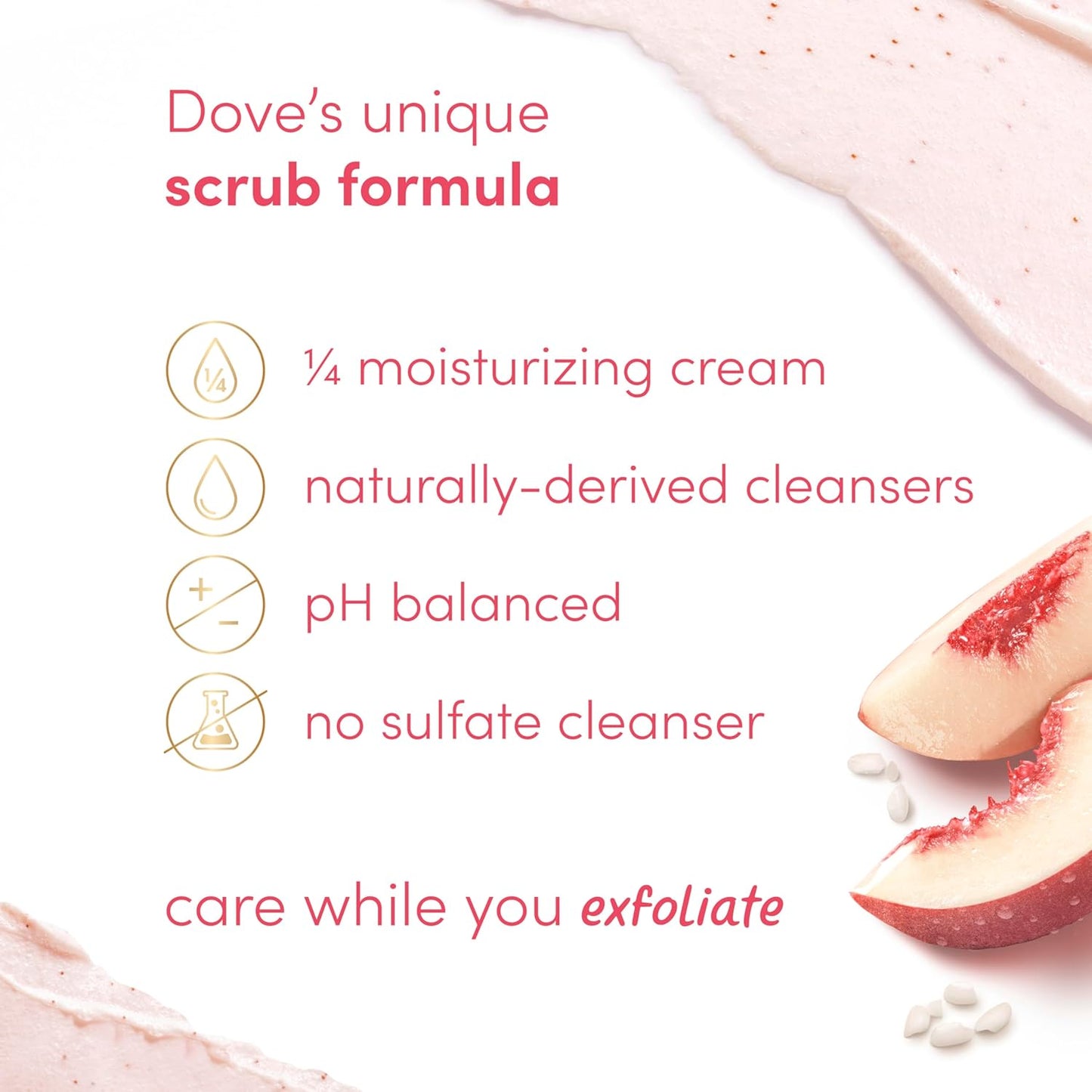 Dove White Peach & Crushed Rice Body Scrub Exfoliates and Deeply Nourishes for Smooth, Radiant Skin 15 oz - Renee Lane Company