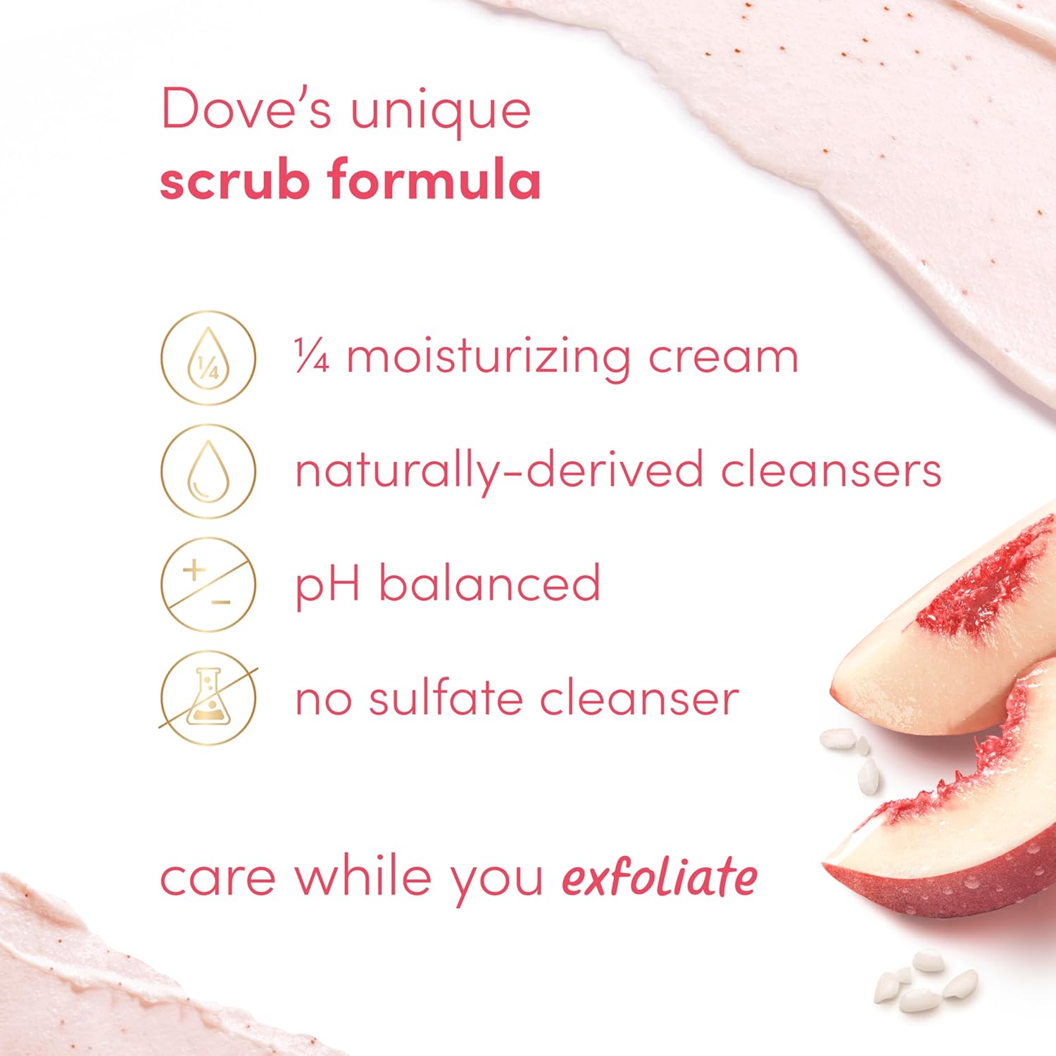 Dove White Peach & Crushed Rice Body Scrub Exfoliates and Deeply Nourishes for Smooth, Radiant Skin 15 oz - Renee Lane Company