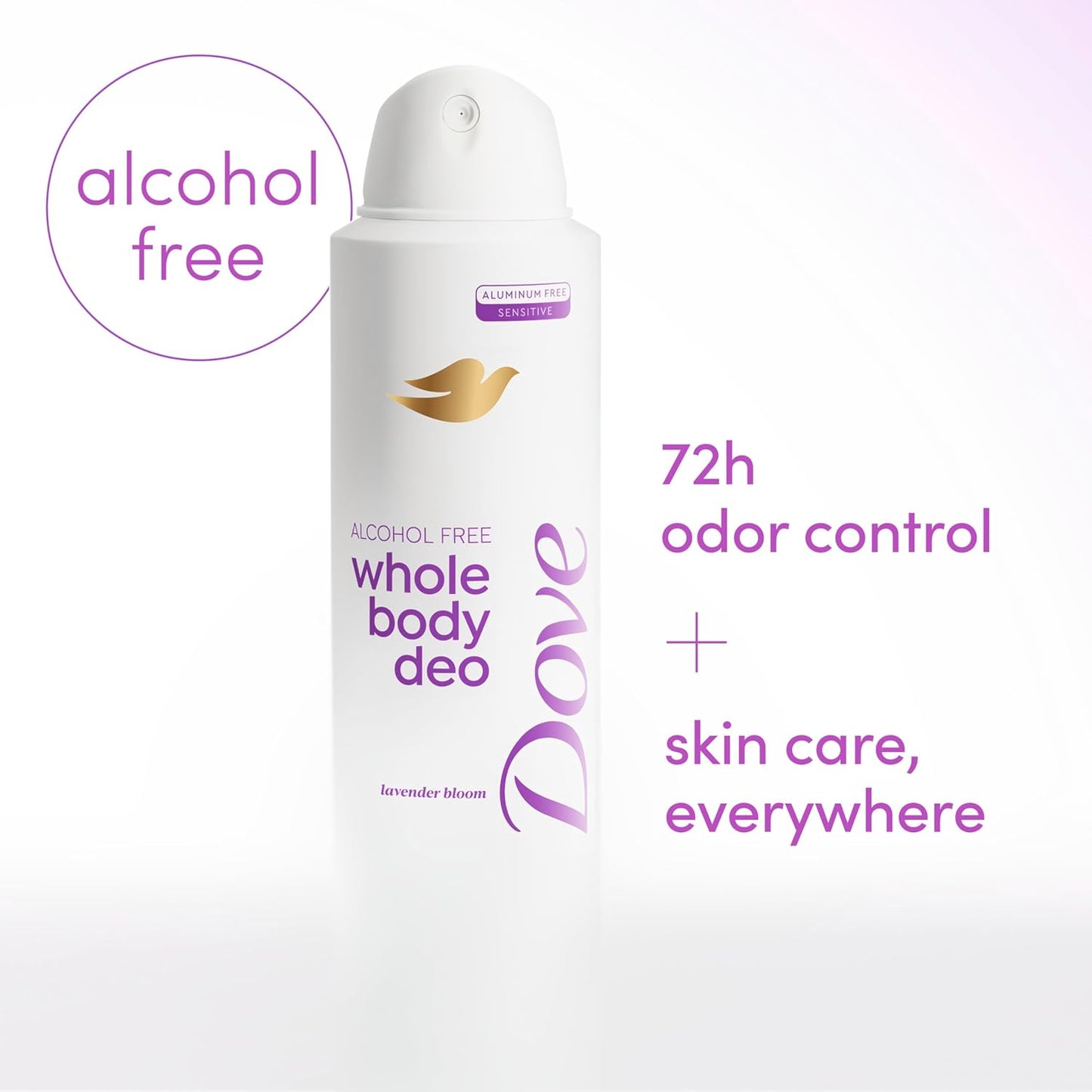 Dove Whole Body Deo Alcohol Free Deodorant Spray for Women 72-hour odor control Lavender Bloom 4 oz - Renee Lane Company