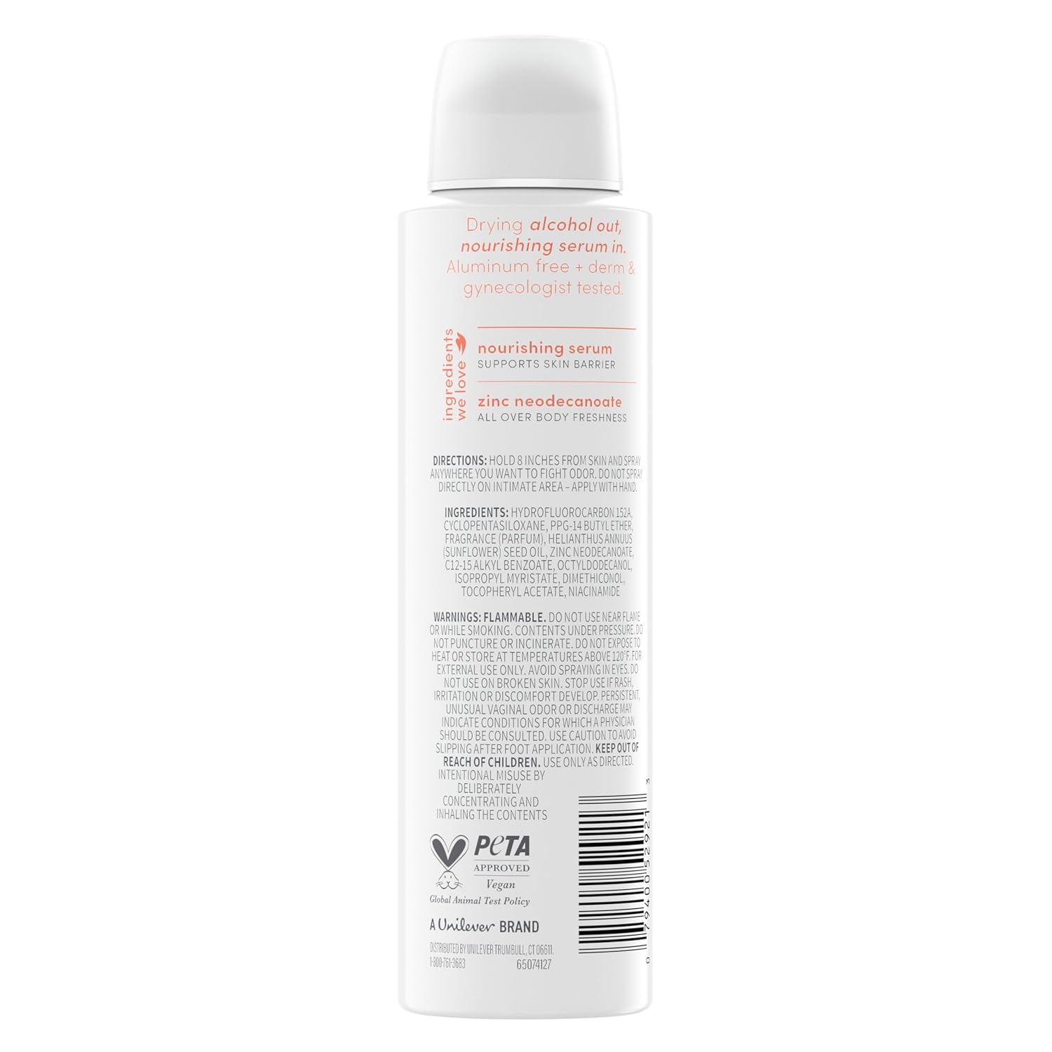 Dove Whole Body Deo Alcohol Free Deodorant Spray for Women 72-hour odor control Peach Glow 4 oz - Renee Lane Company