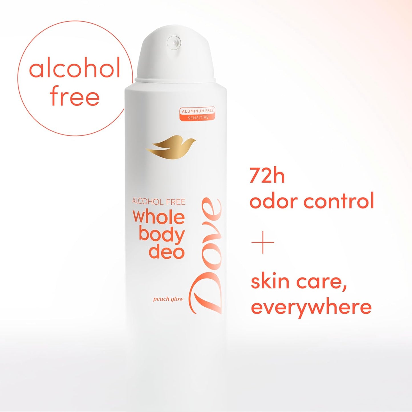 Dove Whole Body Deo Alcohol Free Deodorant Spray for Women 72-hour odor control Peach Glow 4 oz - Renee Lane Company