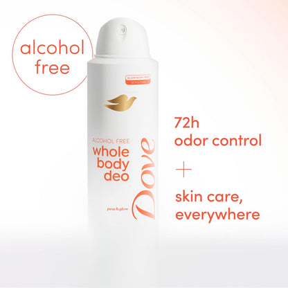Dove Whole Body Deo Alcohol Free Deodorant Spray for Women 72-hour odor control Peach Glow 4 oz - Renee Lane Company