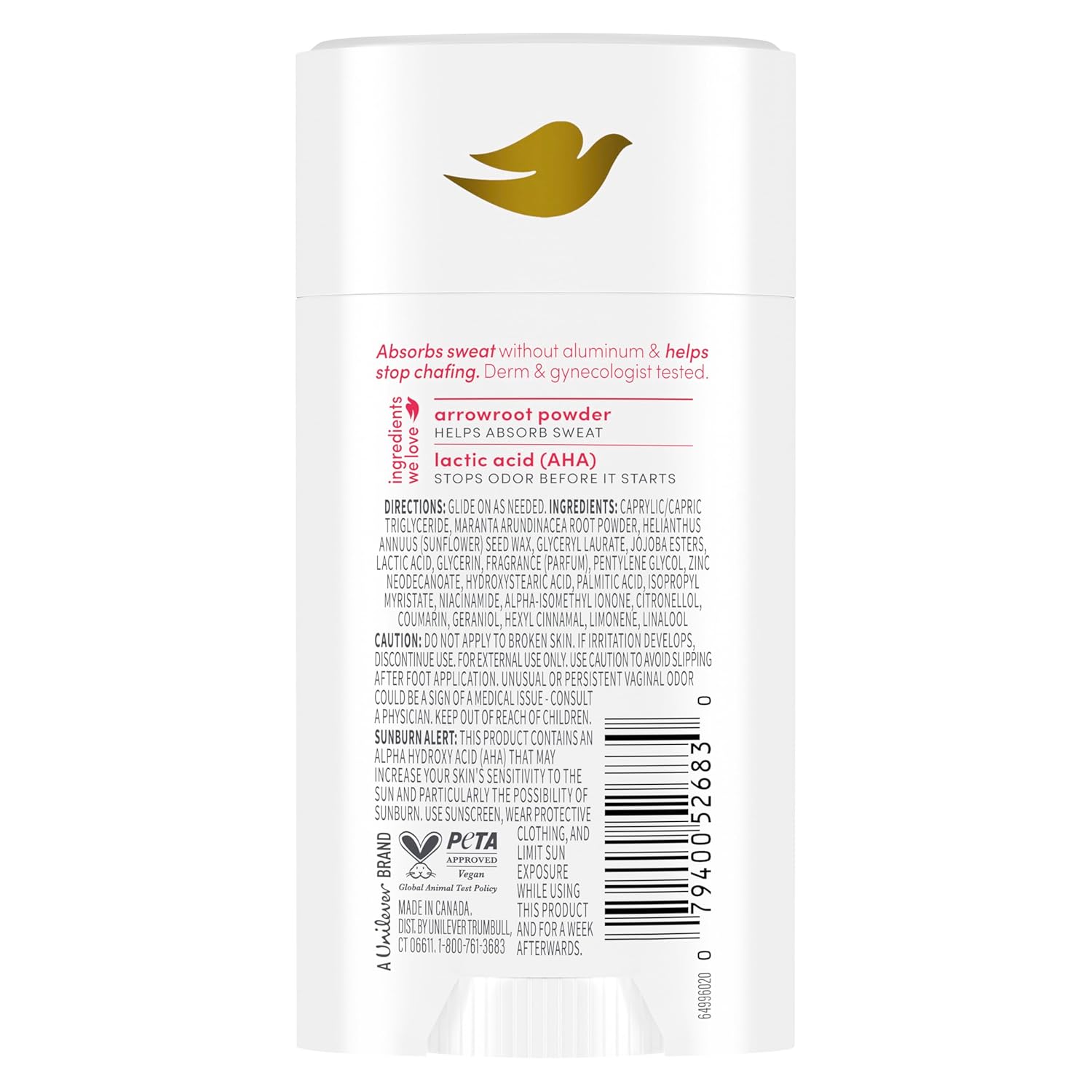 Dove Whole Body Deo Aluminum Free Anti-Chafe Deodorant Stick for Women Berry Blush 2.4 oz - Renee Lane Company