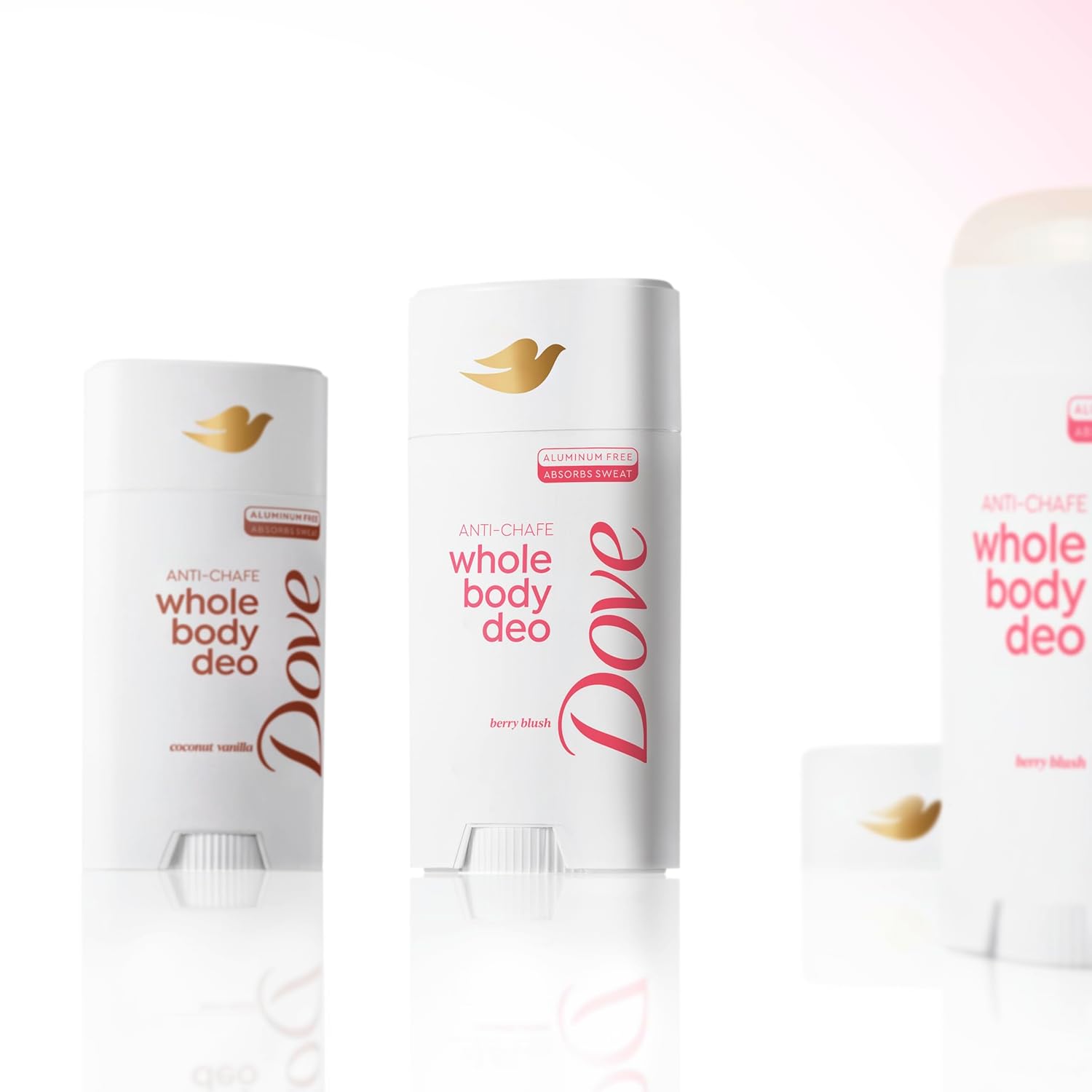 Dove Whole Body Deo Aluminum Free Anti-Chafe Deodorant Stick for Women Berry Blush 2.4 oz - Renee Lane Company