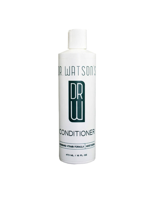 Vitamin rich conditioner bottle, white with Dr. Watson’s DR label, 16 oz.