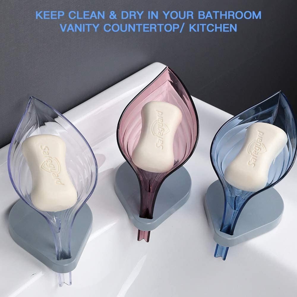 Drain Soap Leaf-Shaped Dish Bar Soap Holder Storage Rack Drain Soap Box for Bathroom Kitchen Sink Suction Cup Installation - Renee Lane Company