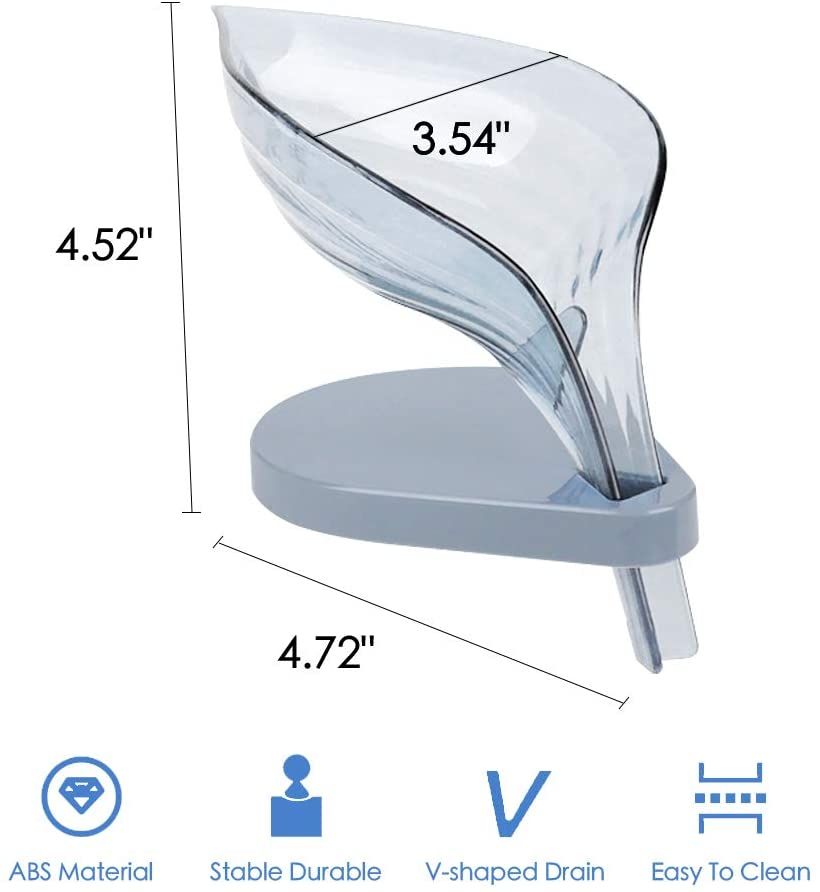Drain Soap Leaf-Shaped Dish Bar Soap Holder Storage Rack Drain Soap Box for Bathroom Kitchen Sink Suction Cup Installation - Renee Lane Company