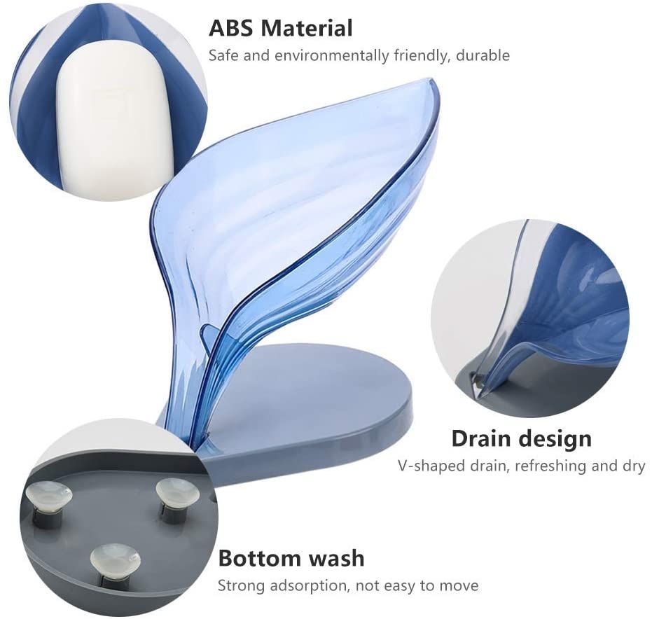 Drain Soap Leaf-Shaped Dish Bar Soap Holder Storage Rack Drain Soap Box for Bathroom Kitchen Sink Suction Cup Installation - Renee Lane Company