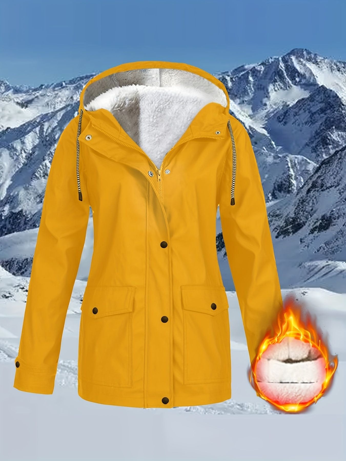 Drawstring Hooded Trench Coat, Casual Zip Up Long Sleeve Versatile Outerwear, Women's Clothing - Renee Lane Company