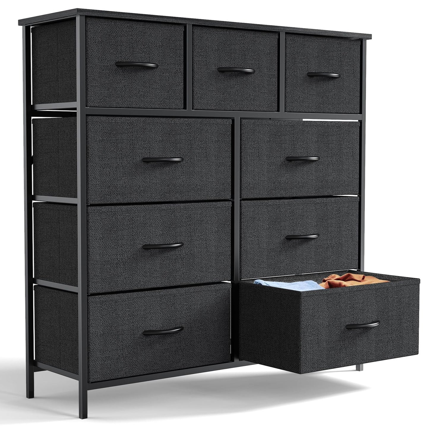 Dresser For Bedroom With 9 Fabric Storage Drawer Wardrobe Tall Chest Organizer Closet Adult Kids Clothes Cabinet Furniture - Renee Lane Company